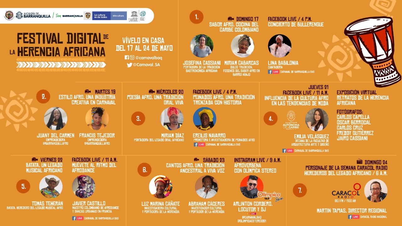 Festival Digital de la Herencia Africana en redes de Carnaval de Barranquilla